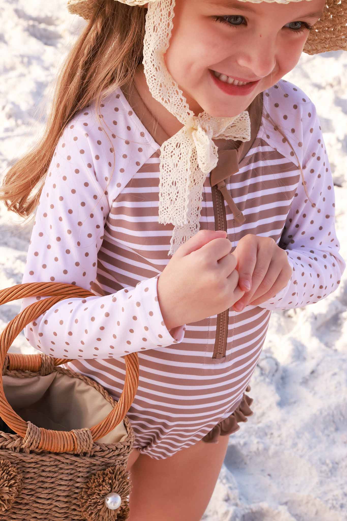 Long Sleeve Rash Guard with Front Zipper | Sandy Stripes