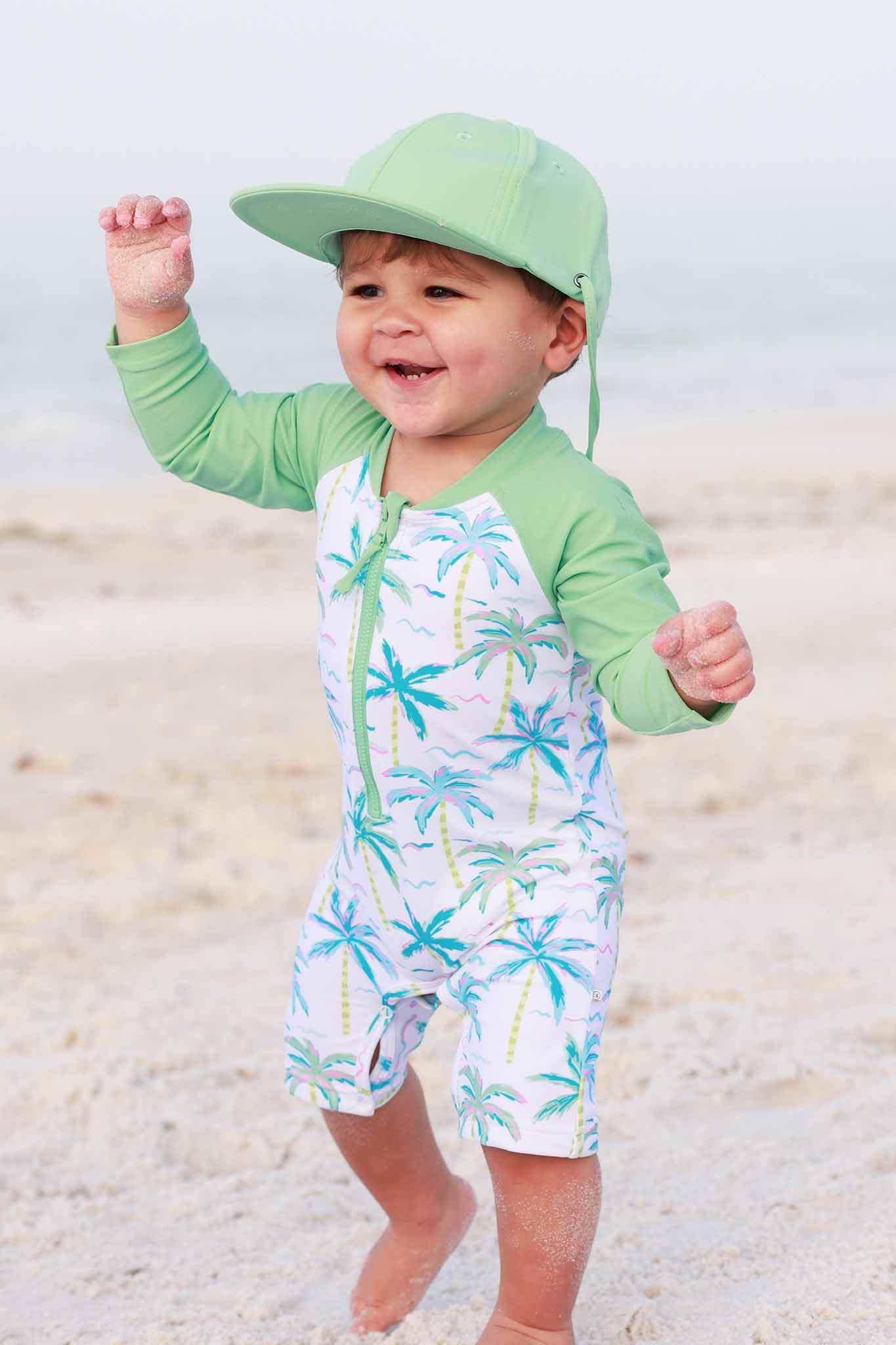 Long Sleeve Rash Guard Swim Romper Shortie | Blue Lagoon