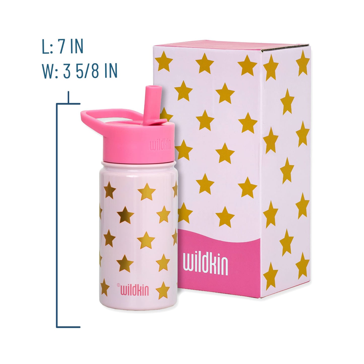Pink and Gold Stars 14 oz Steel Bottle