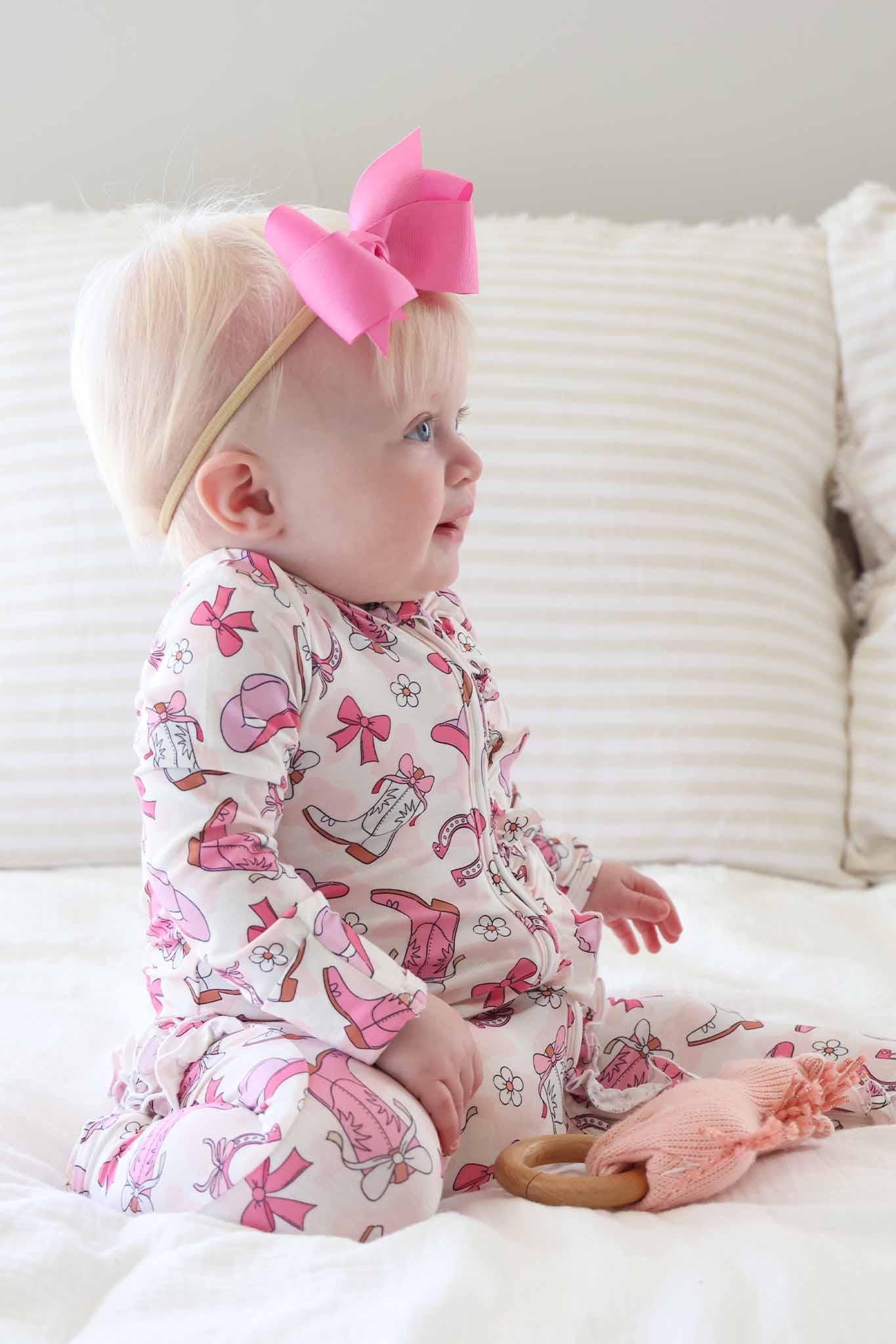 Rodeo Dreams Ruffle Zipper Footie