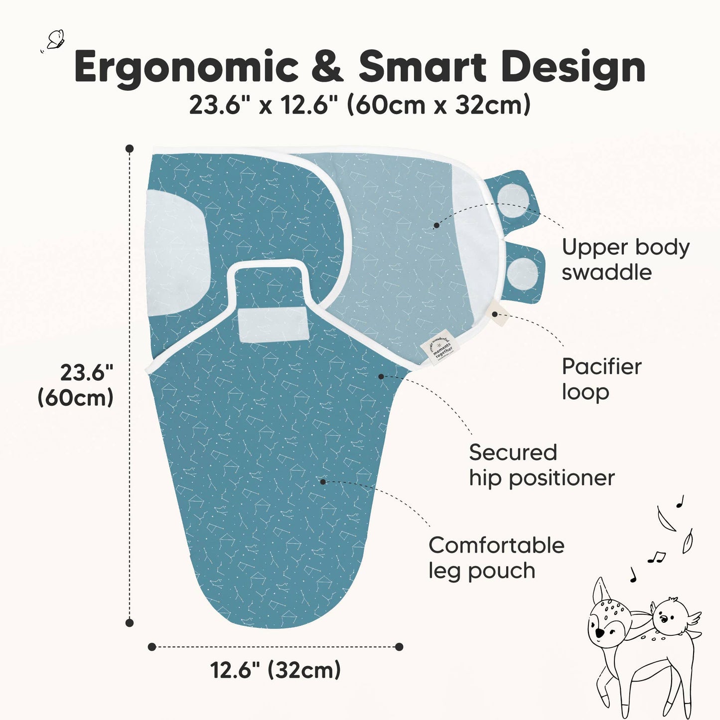 3pk Soothe Baby Swaddles 0-3 Months, Sleep Sack for Newborns: Galaxy / OS 0-3M