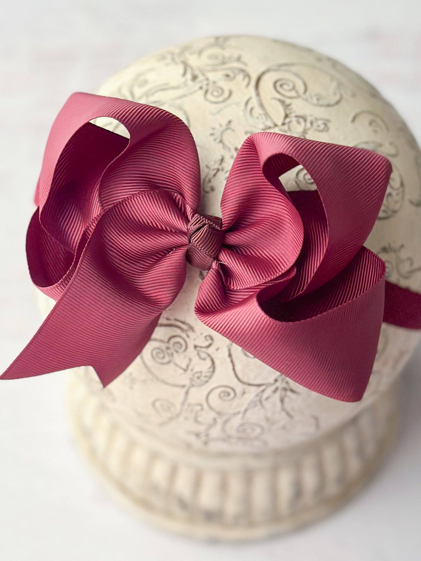 Classic Grosgrain Hair Bow - Satin Headband - 4.5": Red