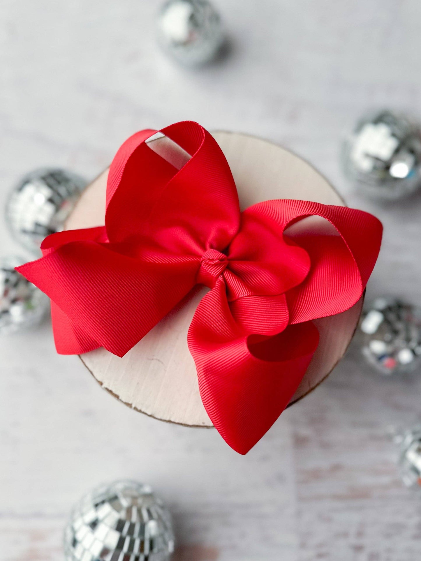 Oversize Grosgrain Hair Bow - Alligator Clip - 5.5": Red