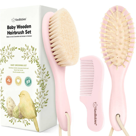 KeaBabies Baby Hair Brush and Comb Set: Blush