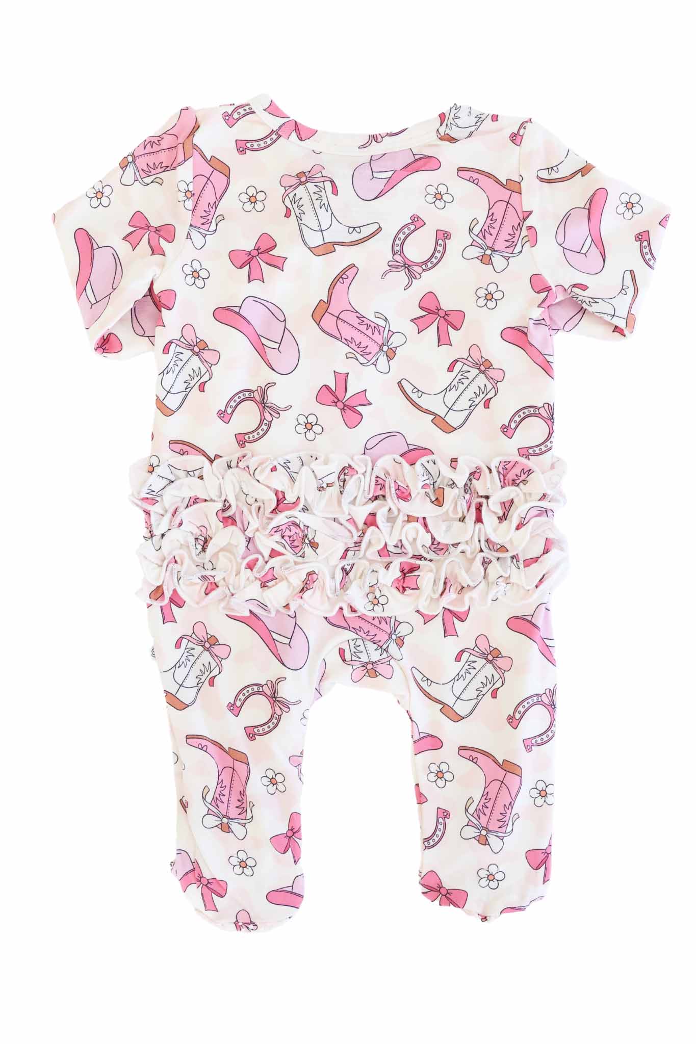 Rodeo Dreams Ruffle Zipper Footie