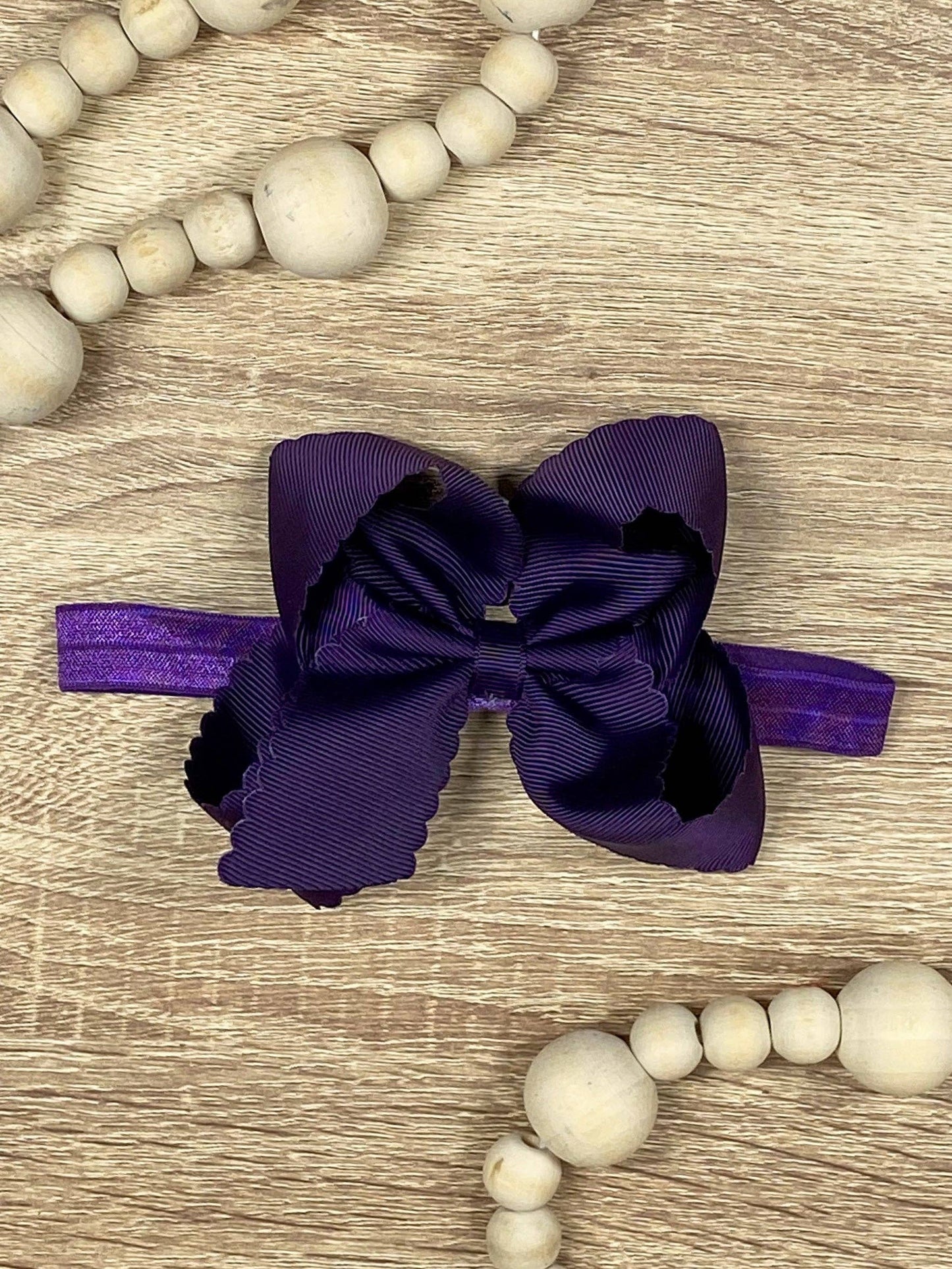 Classic Scalloped Bow - Headband - 4.5": White