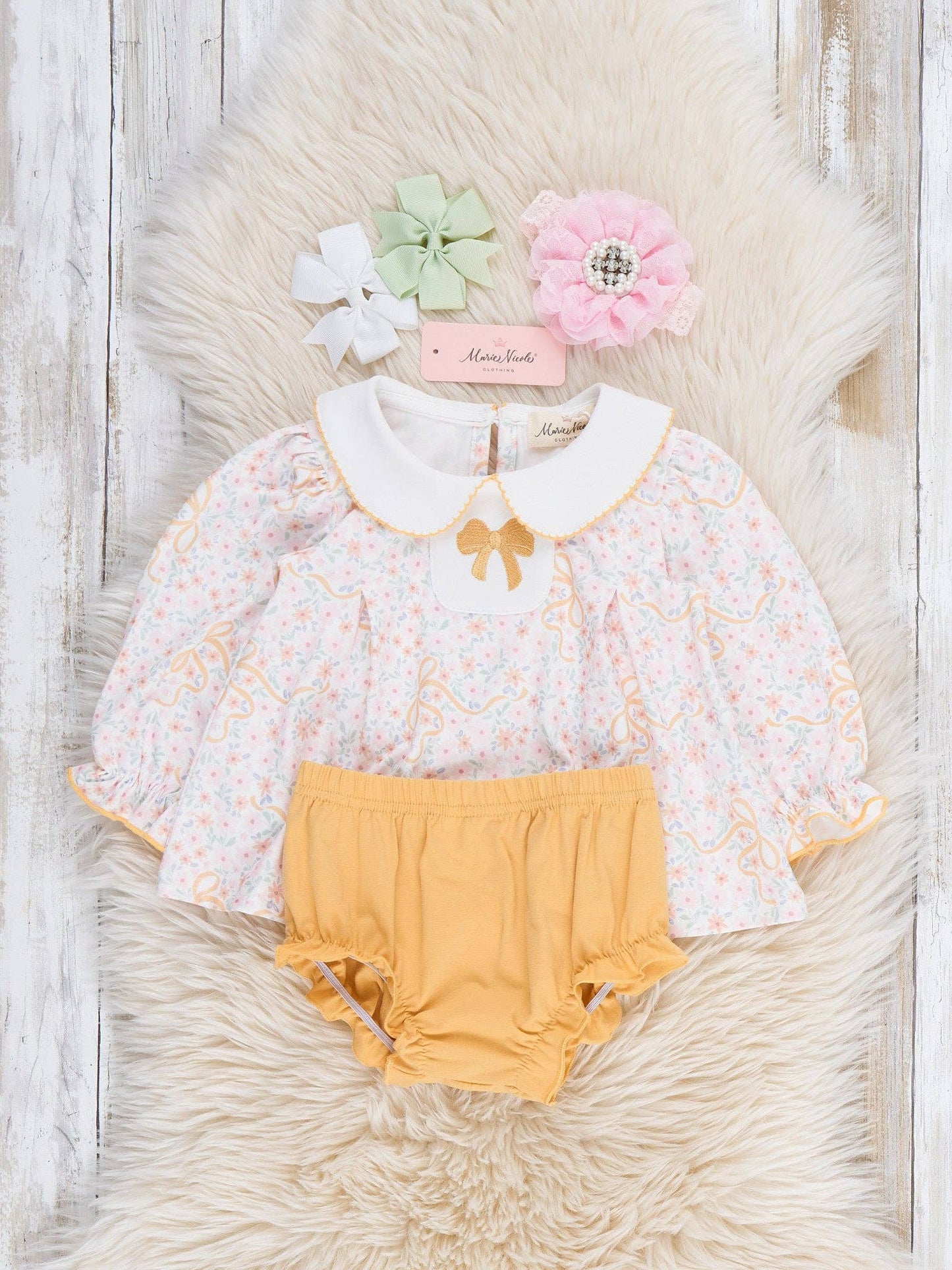 Meadow Bow Florals Collar Bloomer Outfit