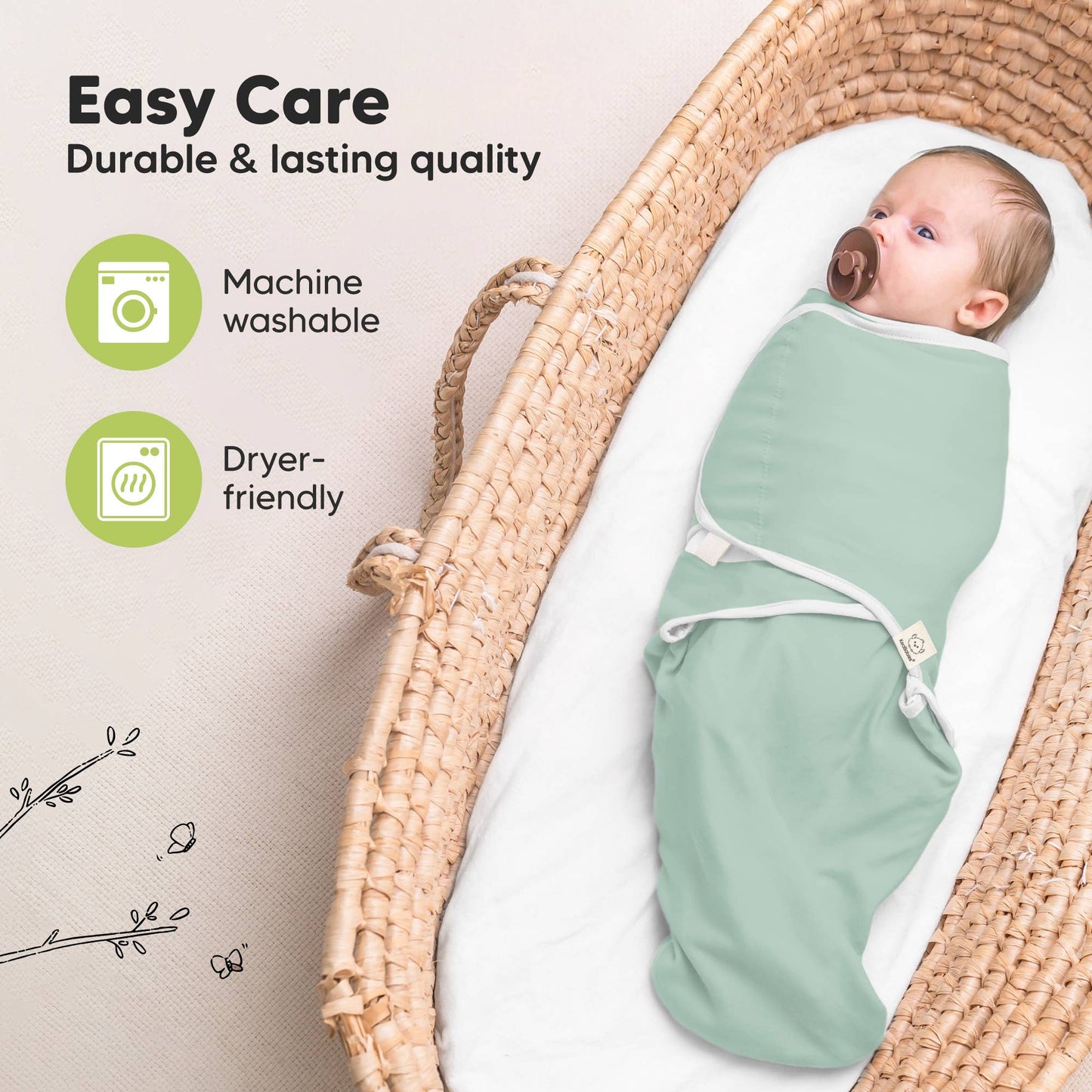 3pk Soothe Baby Swaddles 0-3 Months, Sleep Sack for Newborns: Sage / OS 0-3M