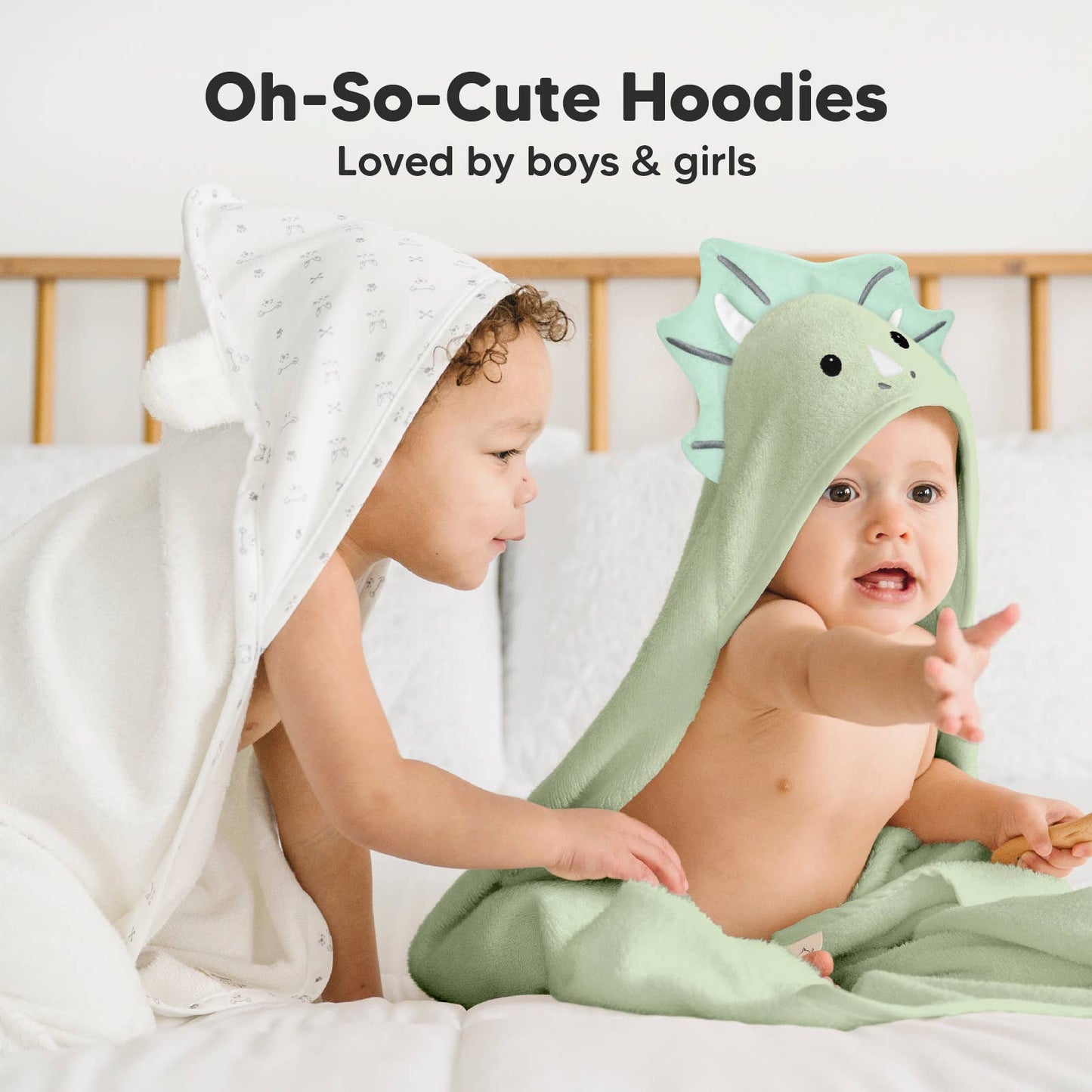 KeaBabies Cuddle Baby Hooded Towel: Triceratops / Regular