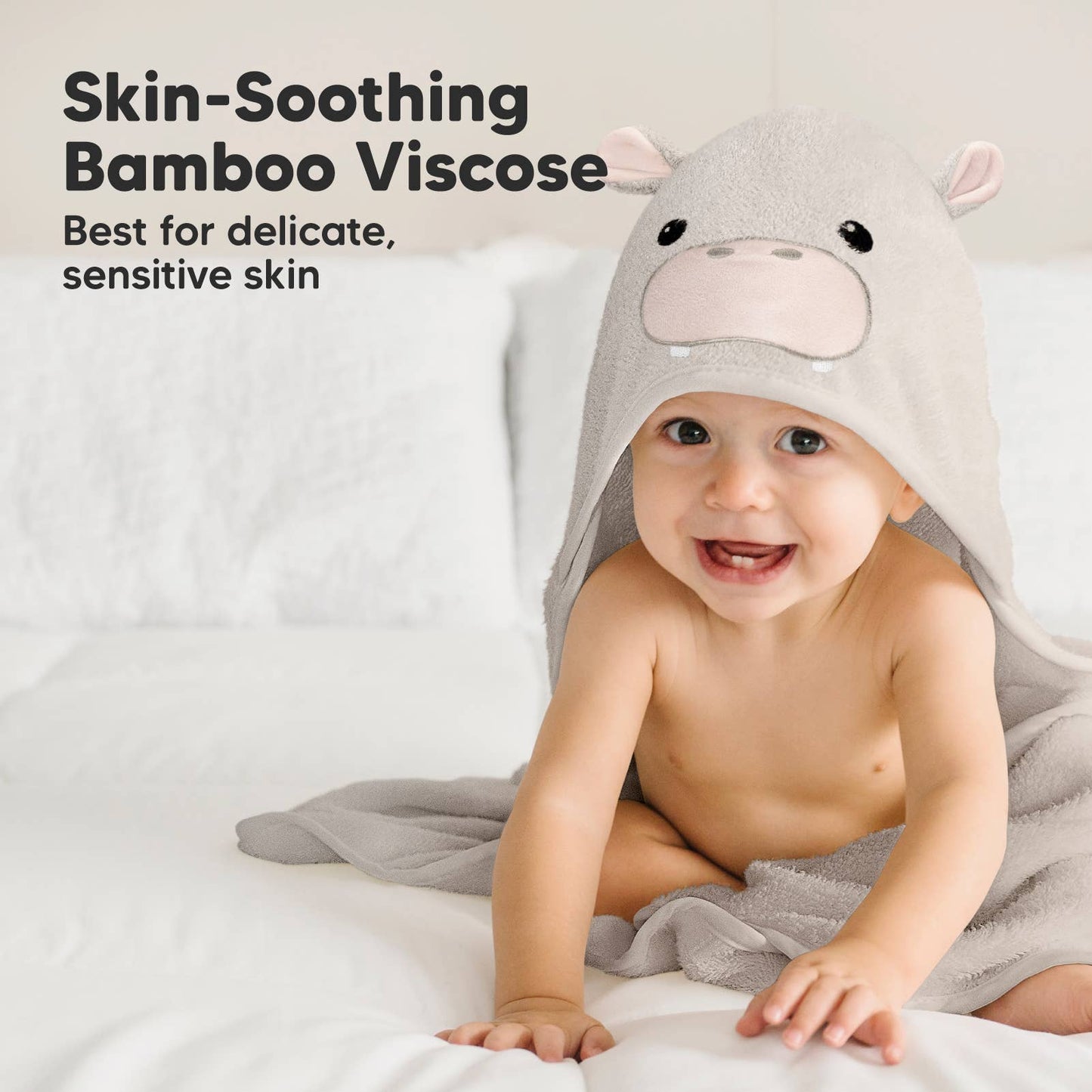 KeaBabies Cuddle Baby Hooded Towel: Hippo
