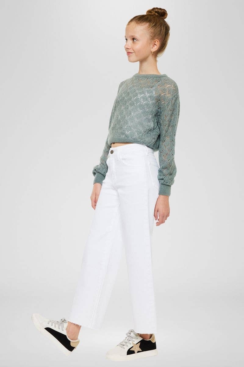 YOUTH OPEN PACK HIGH RISE CROP WIDE LEG JEANS