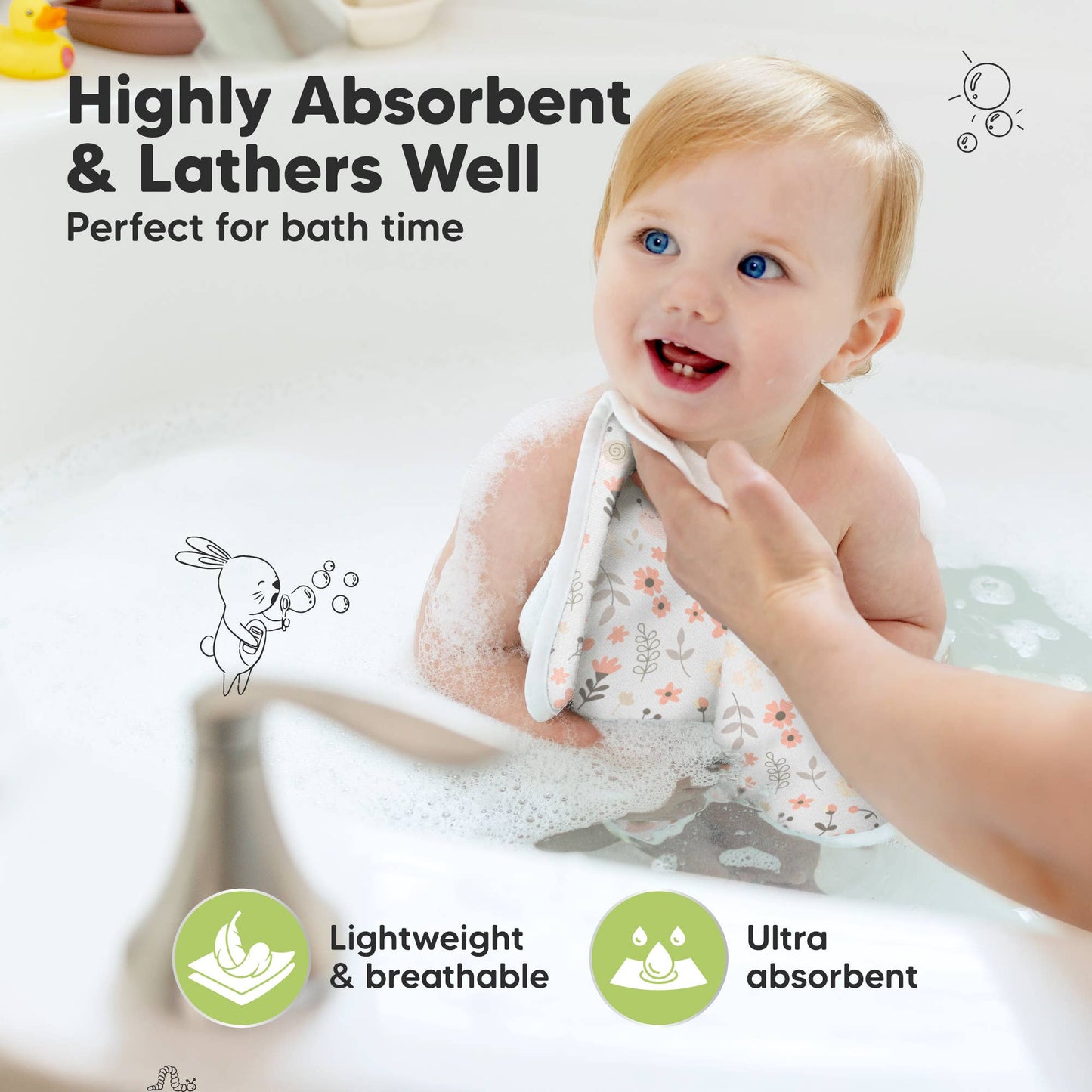 6-Pack Organic Cami Baby Washcloths for Face & Bath Towels: Sweet Charm