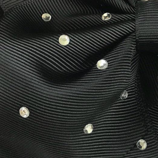 Clear Rhinestones Texas Size Hair Bow: Black