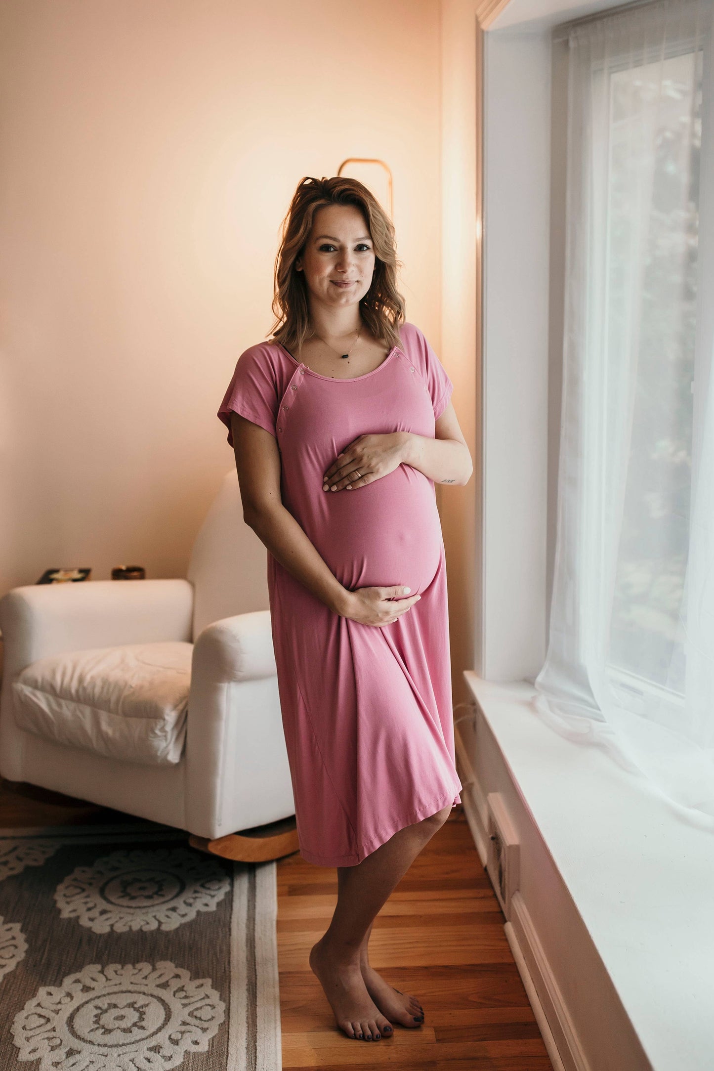 Rose Maternity Mommy Labor and Delivery/ Nursing Gown
