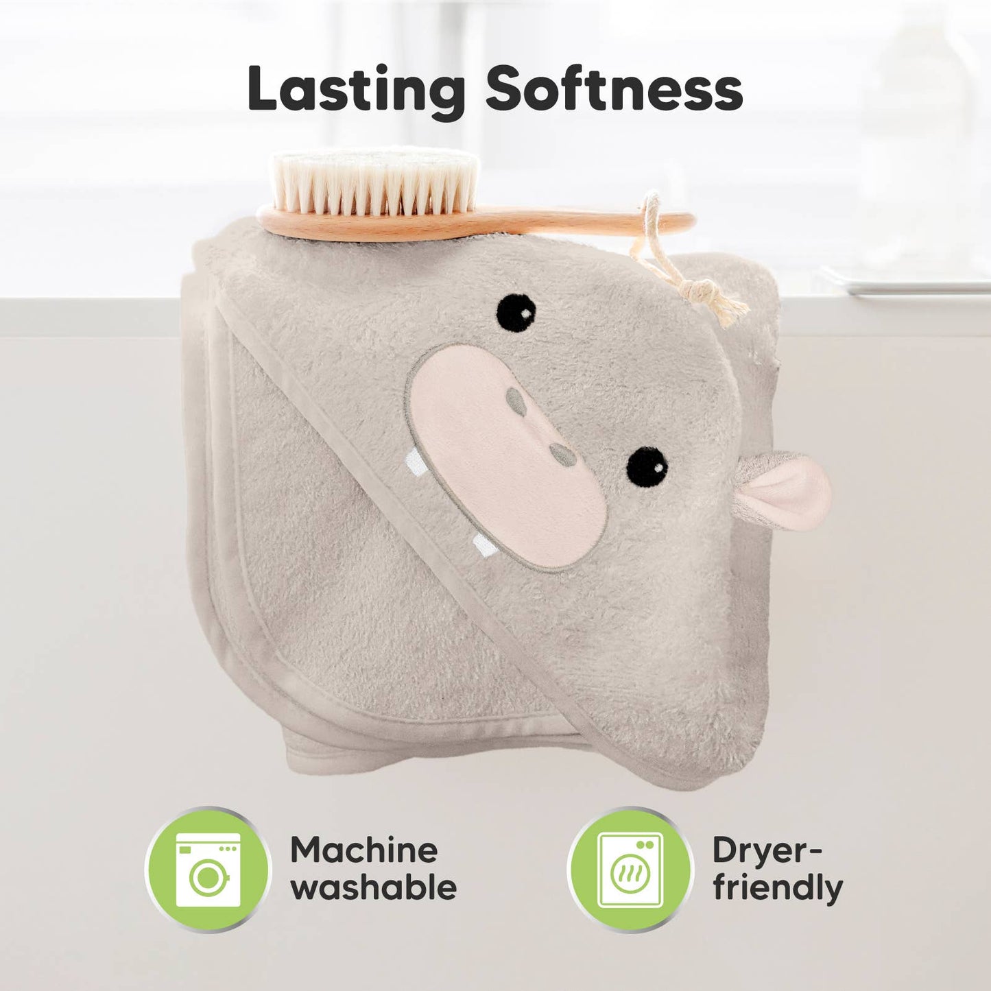 KeaBabies Cuddle Baby Hooded Towel: Hippo