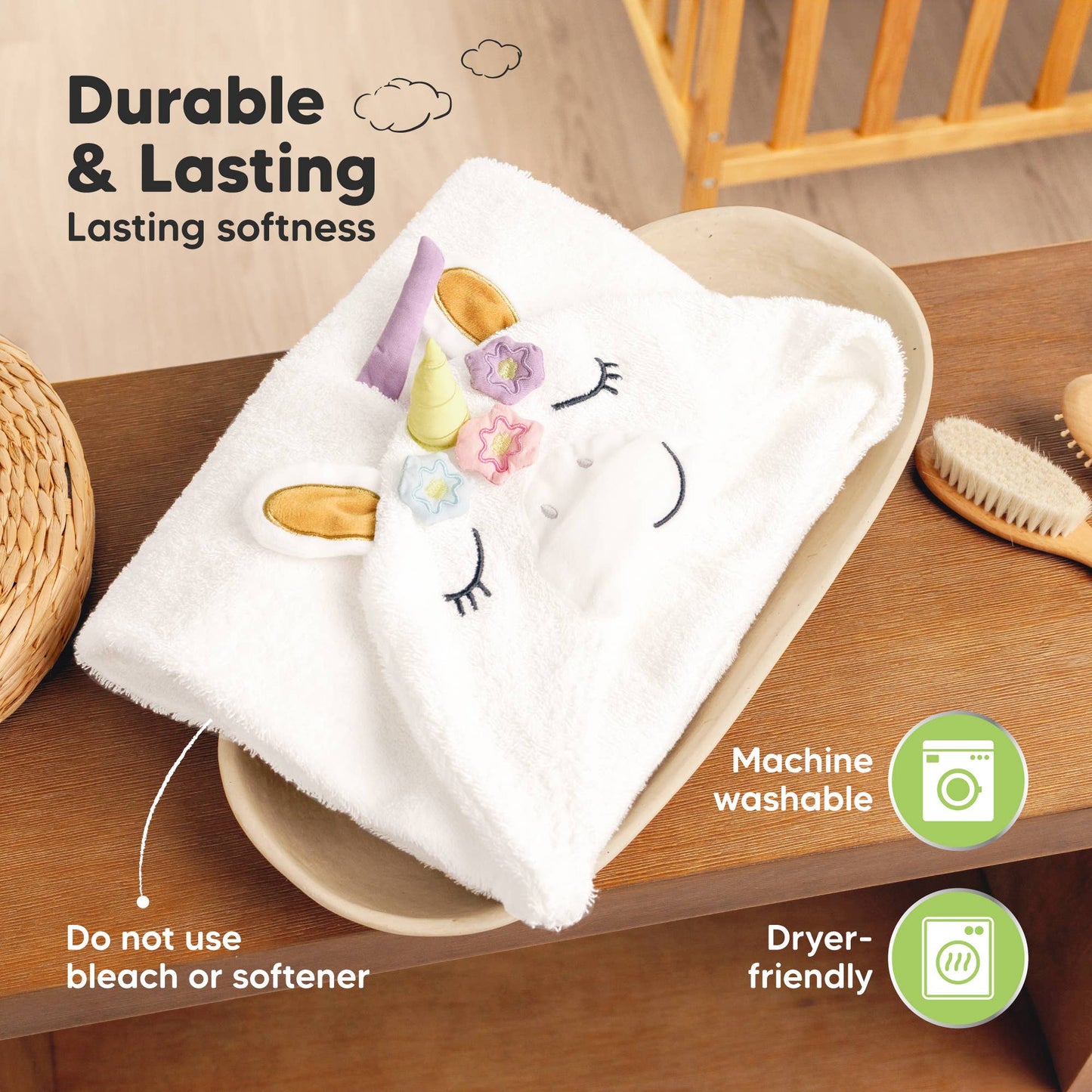 Playpals Hooded Baby Bath Towels for Newborn: Uria
