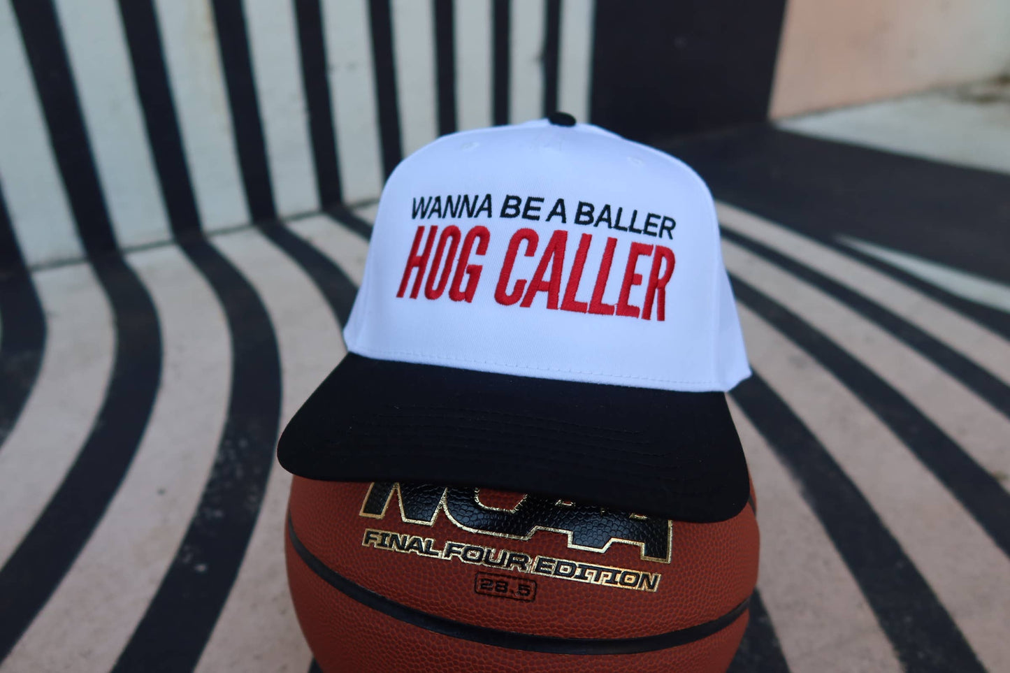 Wanna Be a Baller Hog Caller Arkansas Vintage Trucker Hat: Red/White