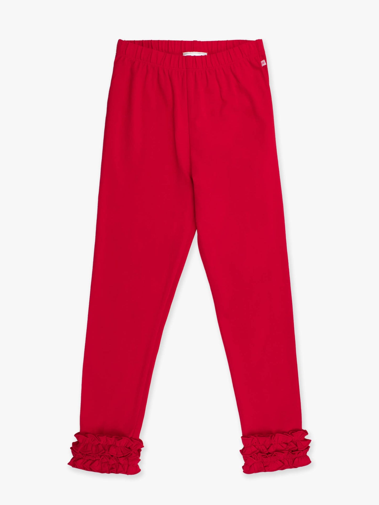 Girls Red Classic Ruffle Leggings