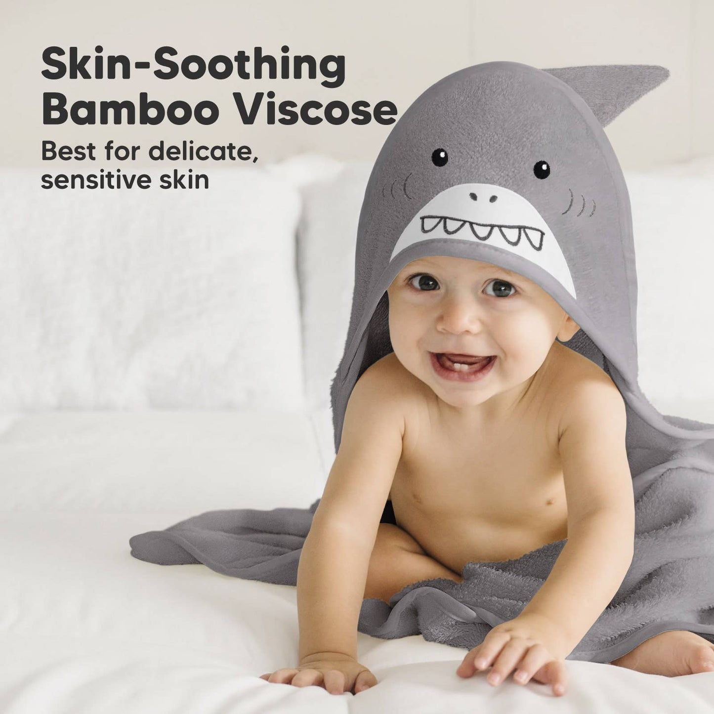 KeaBabies Cuddle Baby Hooded Towel: Shark