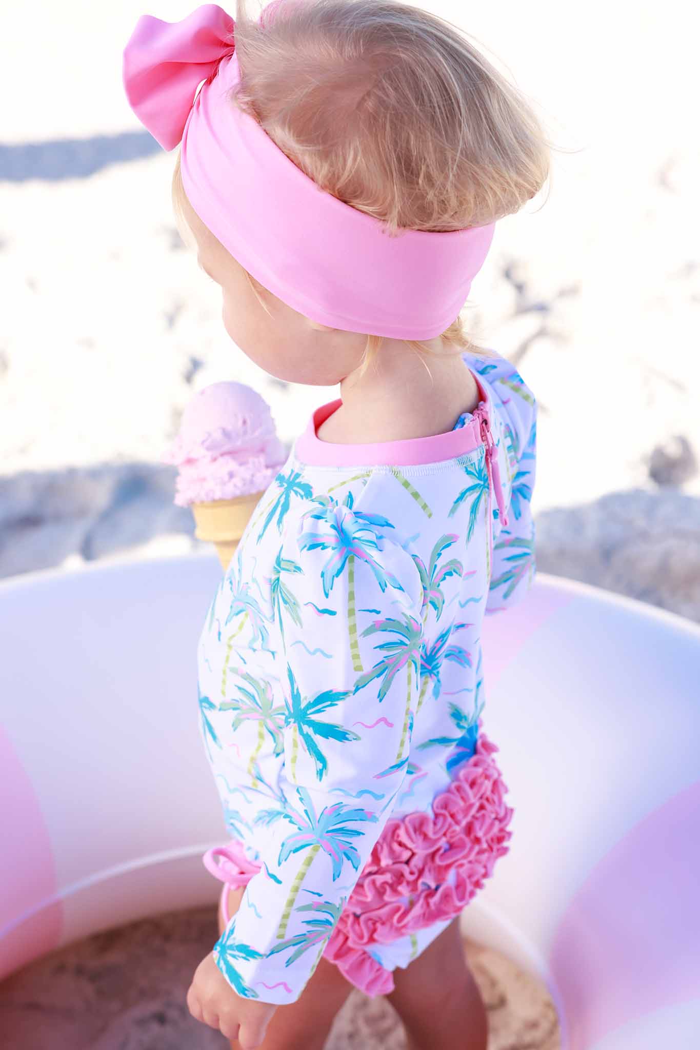 Long Sleeve Rash Guard With Ruffle Bottom | Blue Lagoon