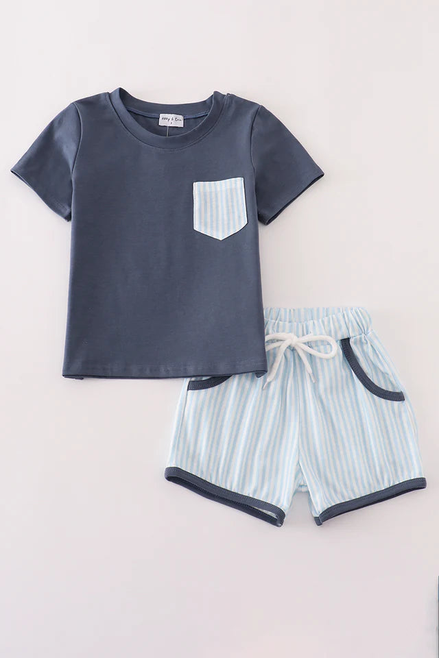 Blue Pocket Short Set