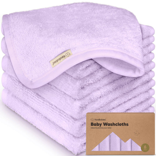 6-Pack Baby Wash Cloths: Soft Lilac