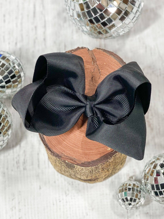 Classic Grosgrain Hair Bow - French Clip - 4.5": Black