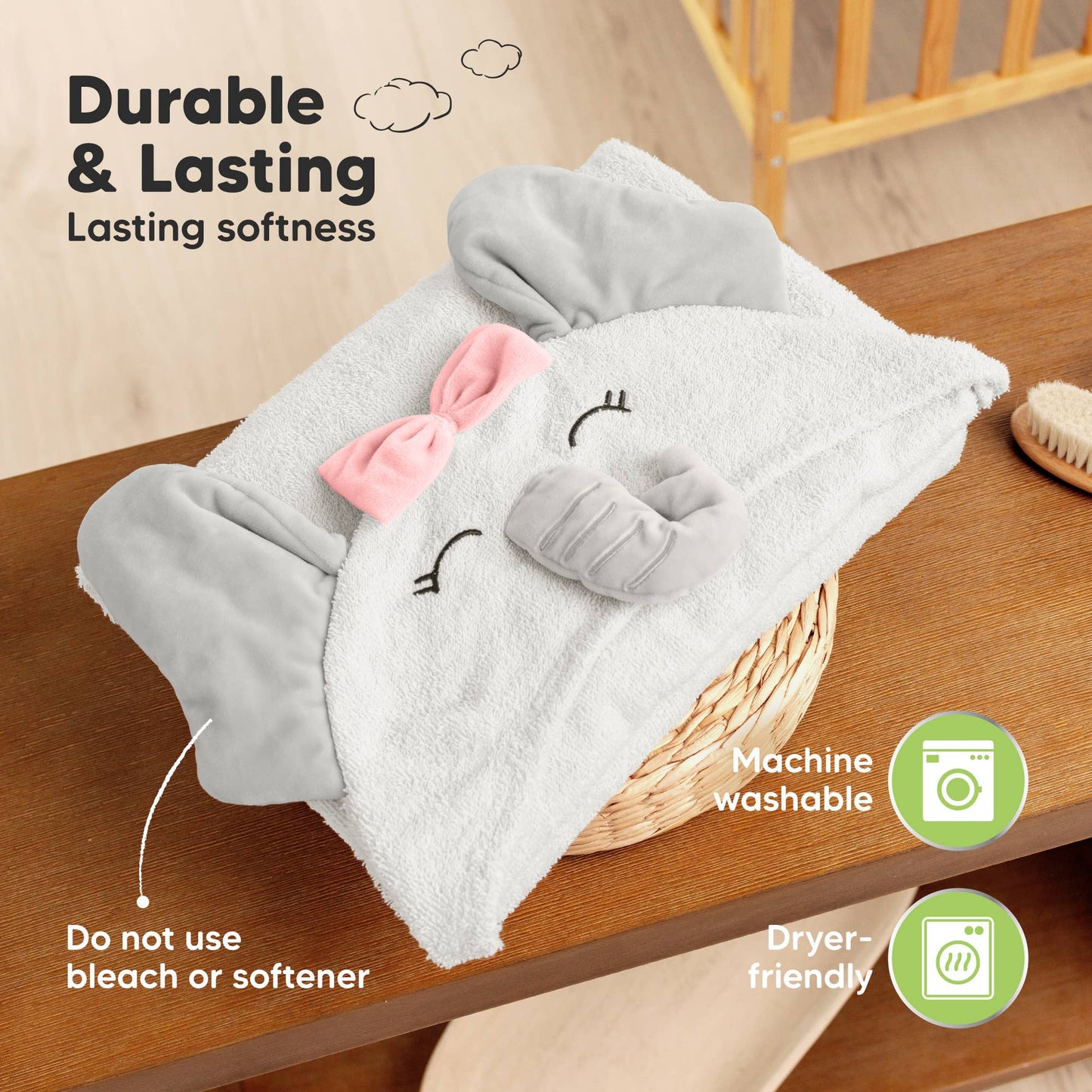 Playpals Hooded Baby Bath Towels for Newborn: Ella