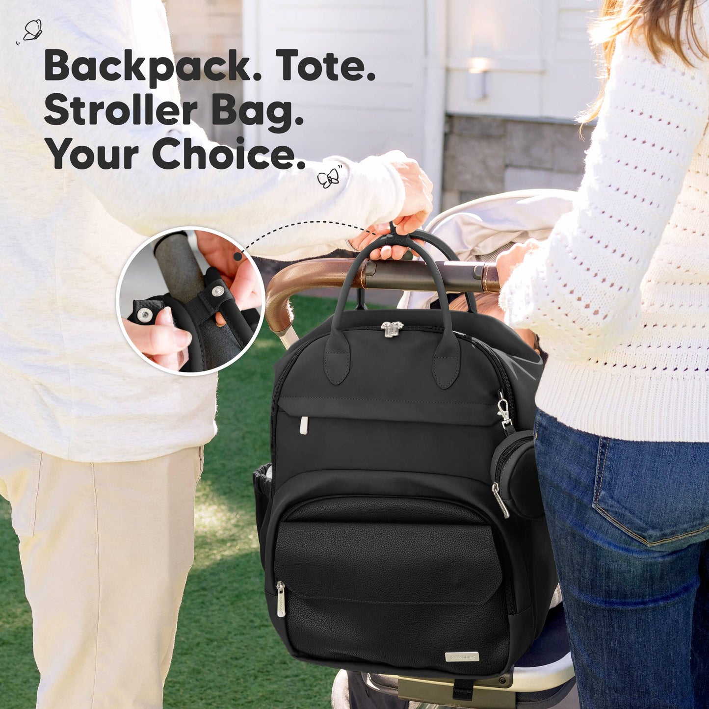 Play Diaper Bag Backpack, Baby Bag with Changing Pad: Trendy Black / Jumbo