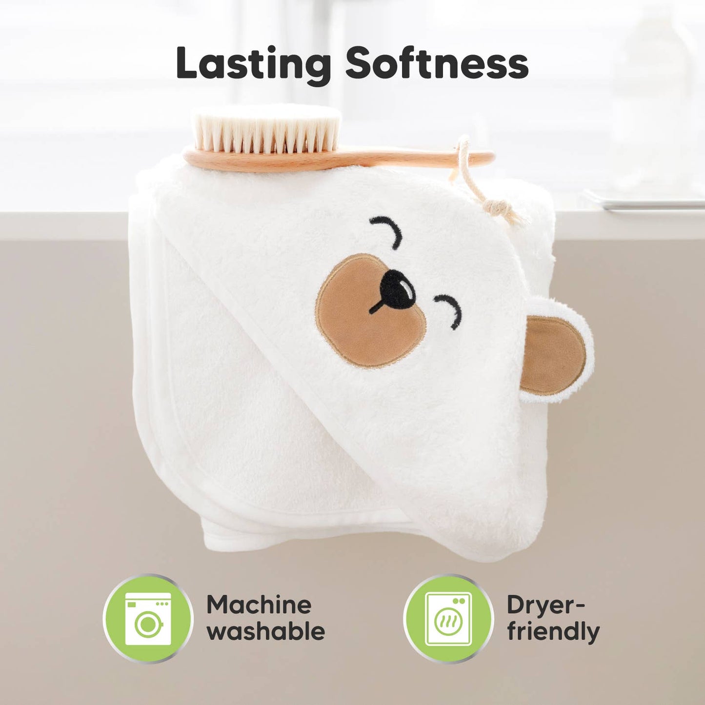 KeaBabies Cuddle Baby Hooded Towel: Grizzly / Regular