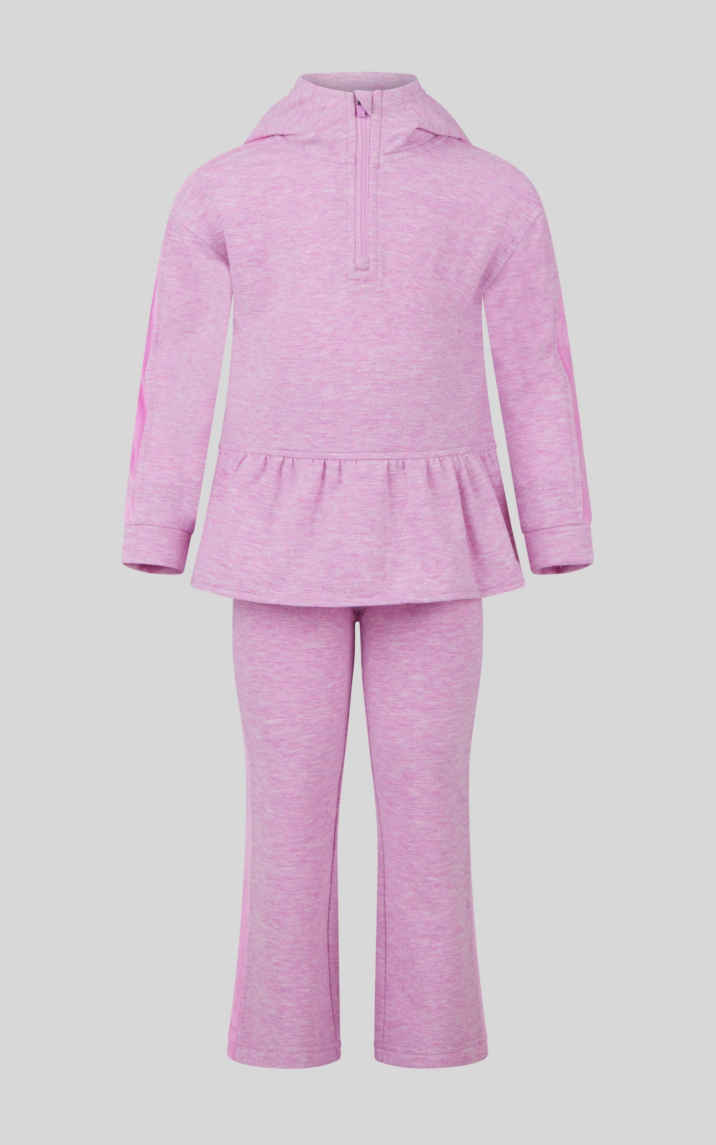 Little Girls Confetti Half Zip and Flare 2 PC Set: FAIR ORCHID