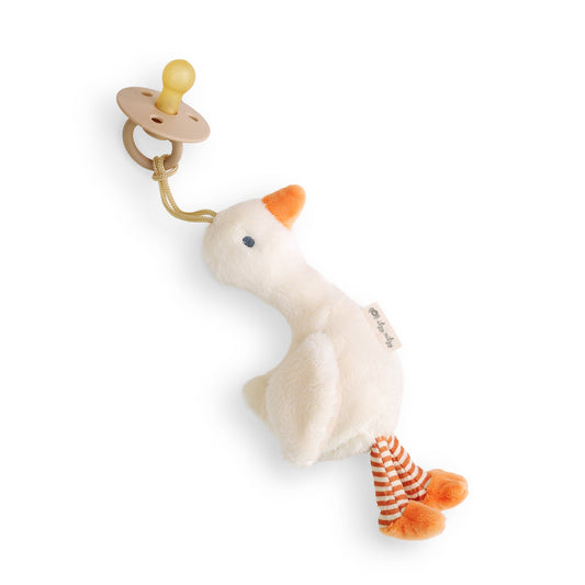 *NEW OPTIONS* Bitzy Pal Natural Rubber Pacifier & Plush: Goose