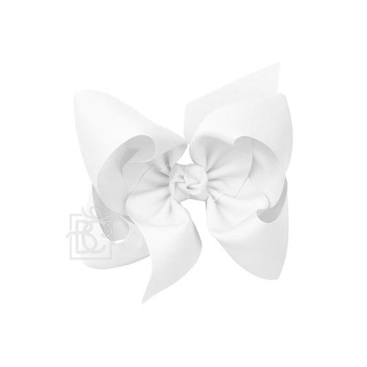 SIGNATURE GROSGRAIN BOW ON CLIP: 7.5" Texas - 3" Ribbon on French Clip / WHITE