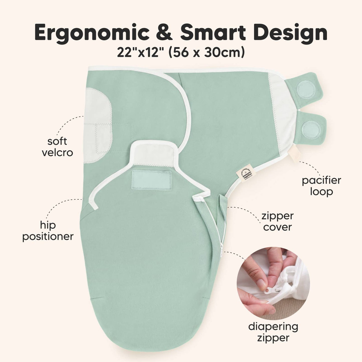 3pk Soothe Zippy Baby Swaddles 0-6 Months,Newborn Sleep Sack: Sage / One Size