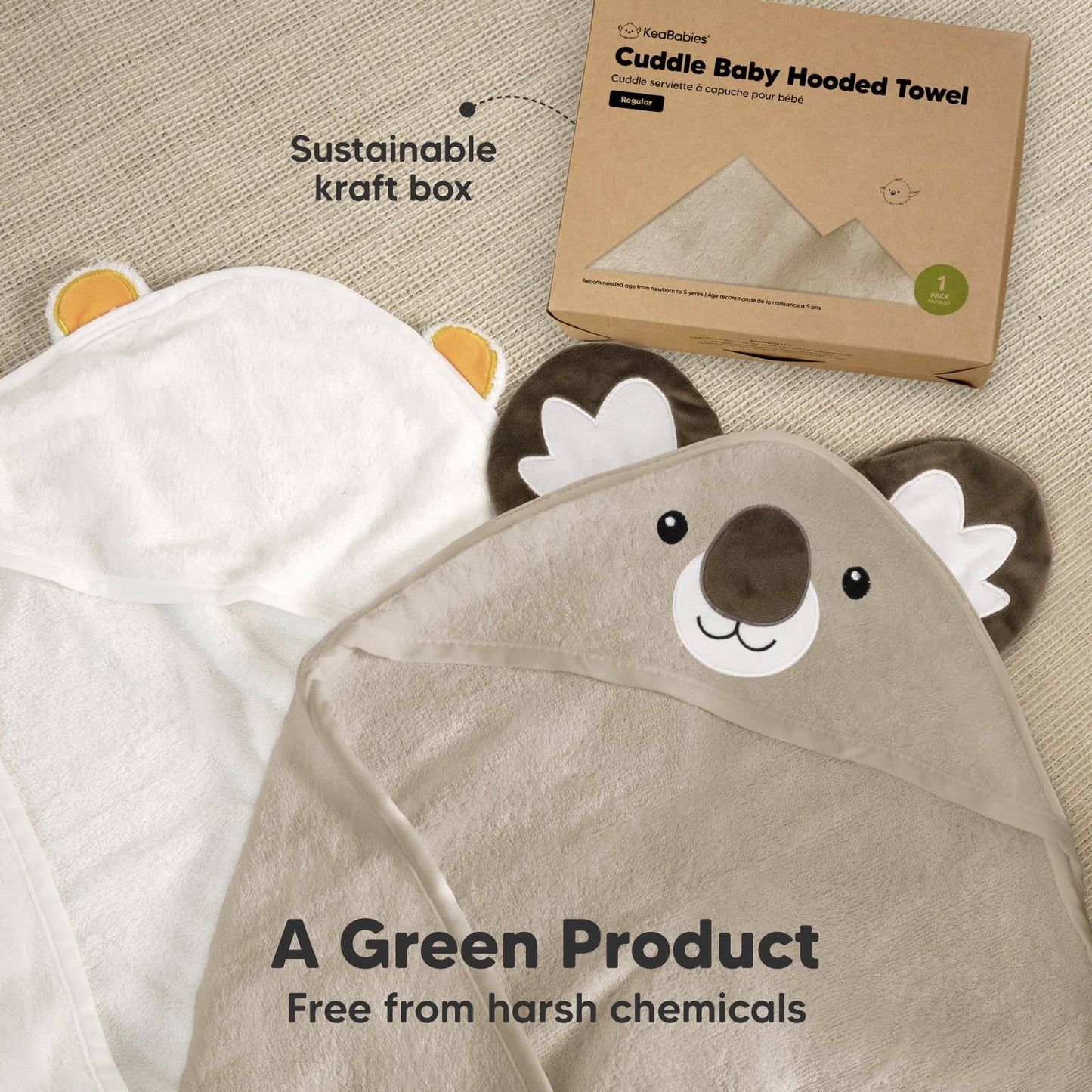 KeaBabies Cuddle Baby Hooded Towel: Koala