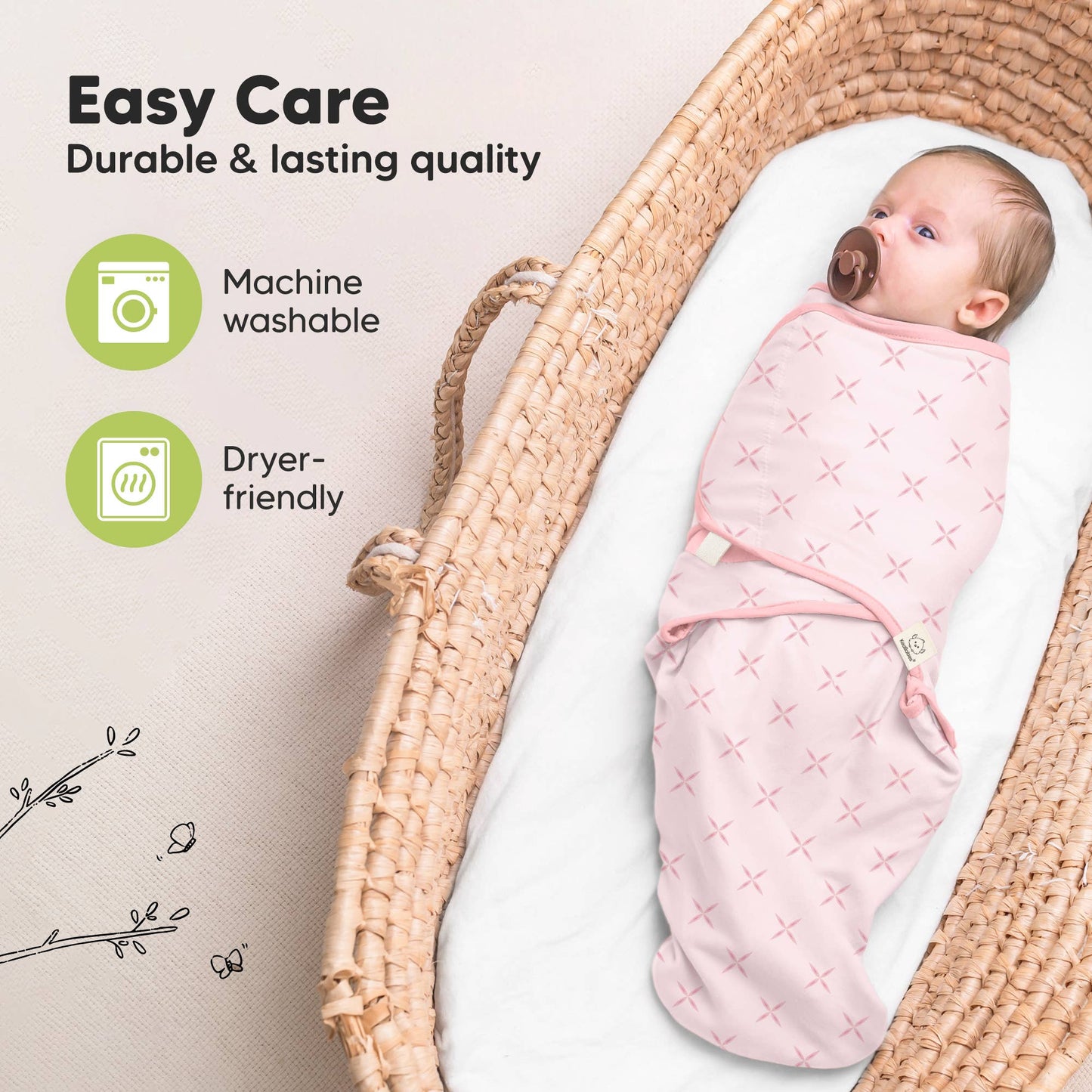 3pk Soothe Baby Swaddles 0-3 Months, Sleep Sack for Newborns: Blossom / OS 0-3M