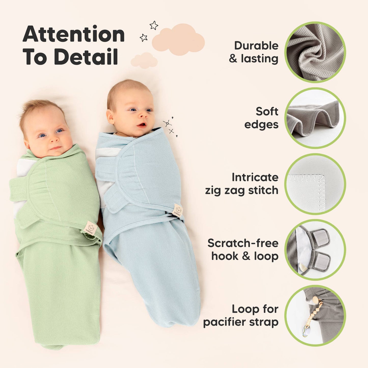 3pk Soothe Wren Swaddle Sleep Sacks for Newborns: Ripple / OS 0-3M