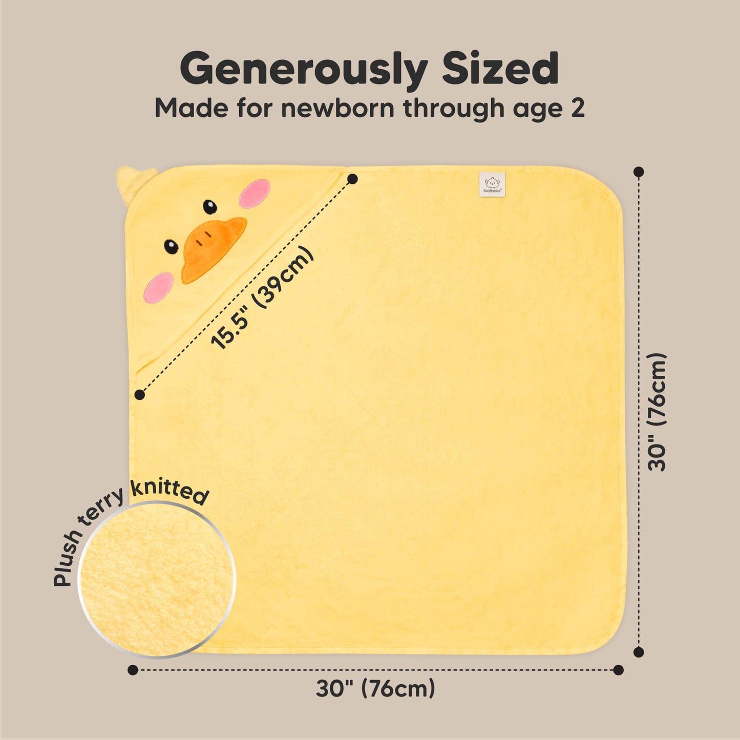 KeaBabies Cuddle Baby Hooded Towel: Duck / Regular