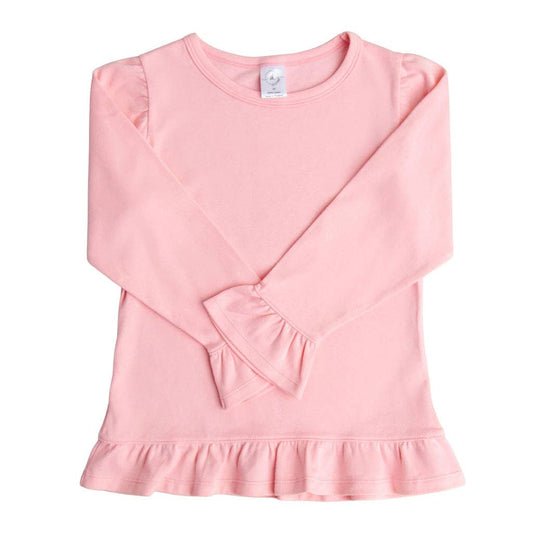 Long Sleeve Ruffle Shirt: Pink