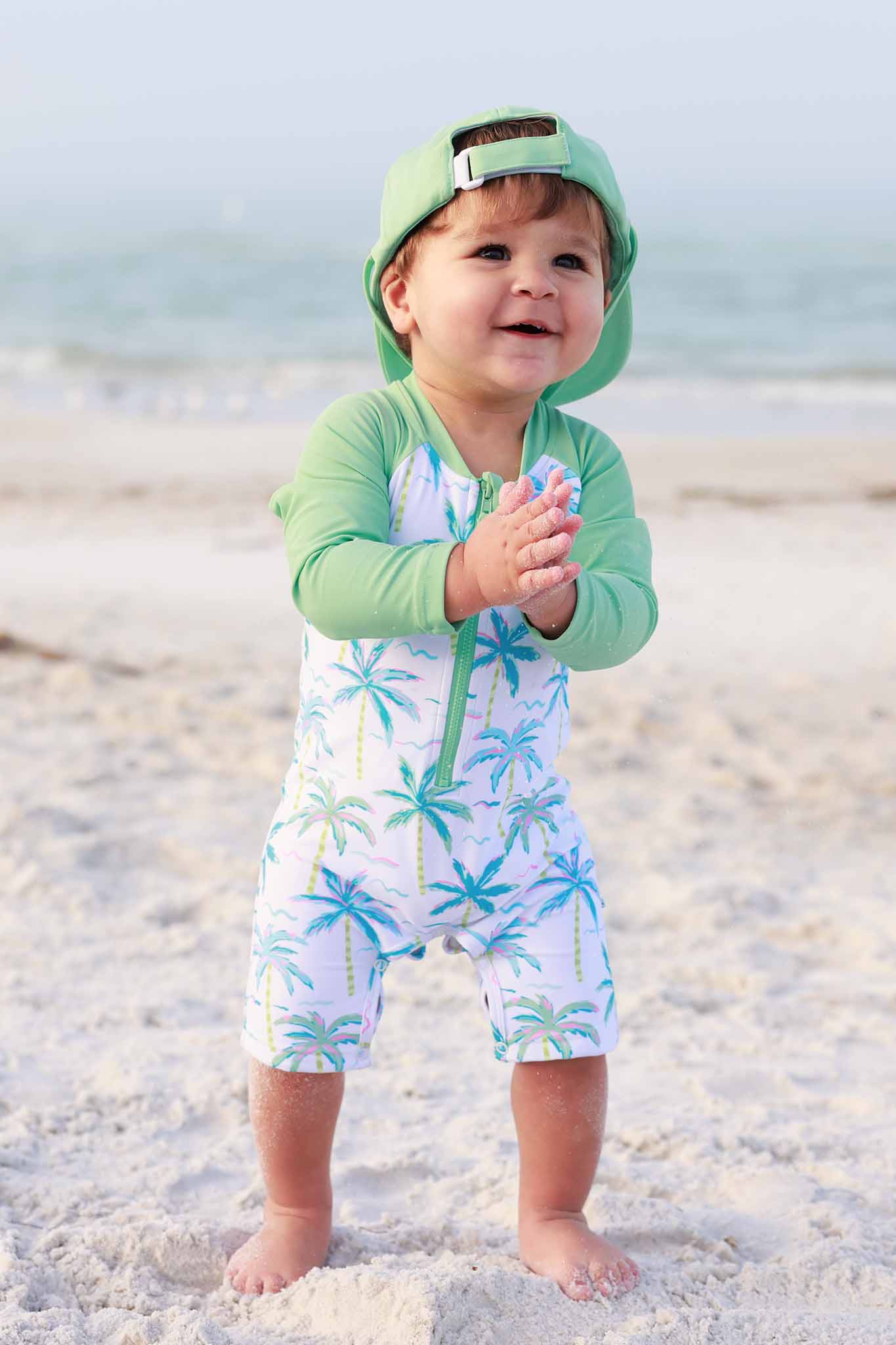 Long Sleeve Rash Guard Swim Romper Shortie | Blue Lagoon
