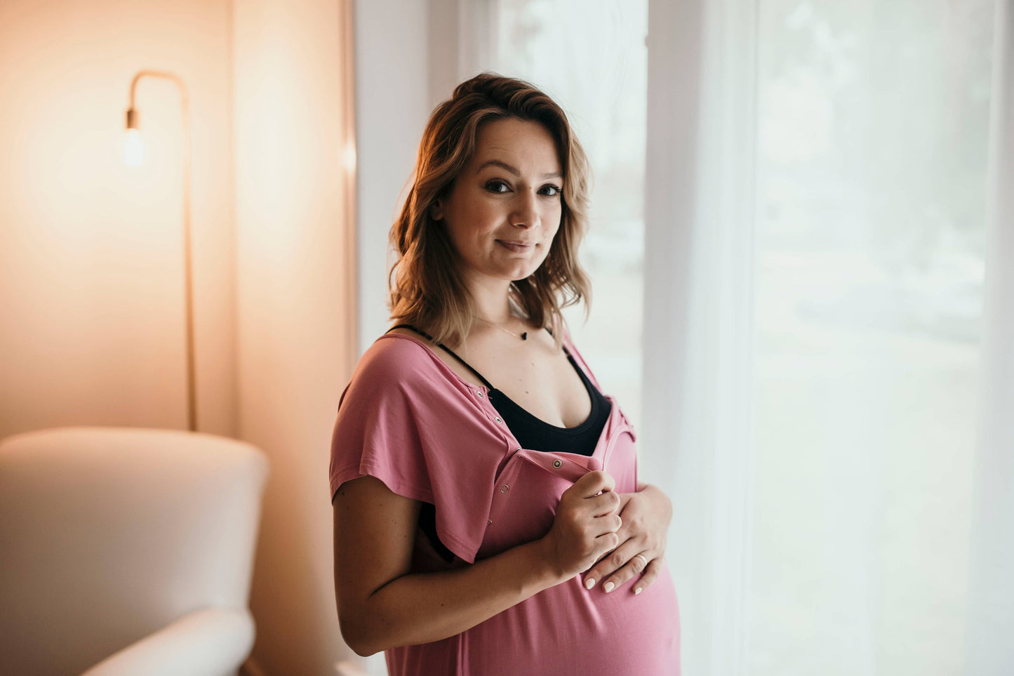 Rose Maternity Mommy Labor and Delivery/ Nursing Gown