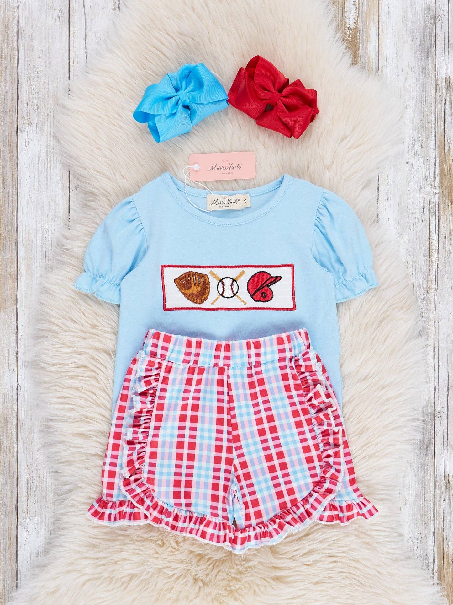 Smocked Baseball Season Ruffle Outfit