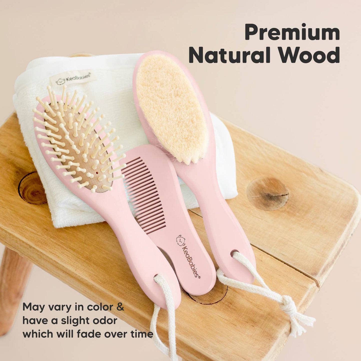 KeaBabies Baby Hair Brush and Comb Set: Blush