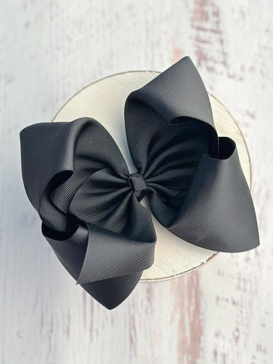 6.5" Texas Size Grosgrain Hair Bow | Alligator or French Clip: Alligator Clip / Black