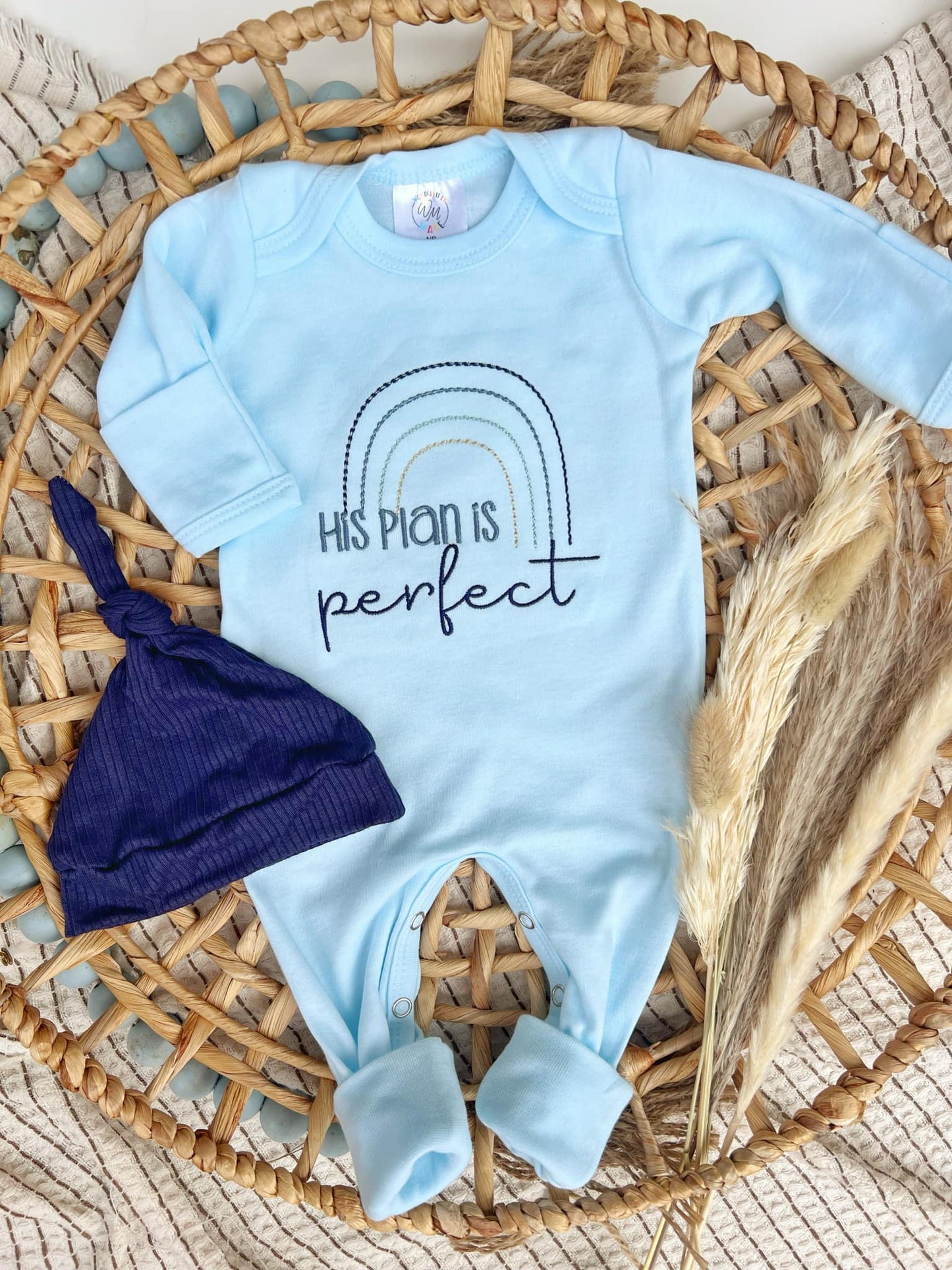 Baby Romper | Baby Boy Outfit His Plans Are Perfect Rainbow: Newborn / Romper only