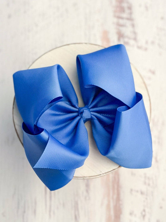 6.5" Texas Size Grosgrain Hair Bow | Alligator or French Clip: Alligator Clip / Royal Blue
