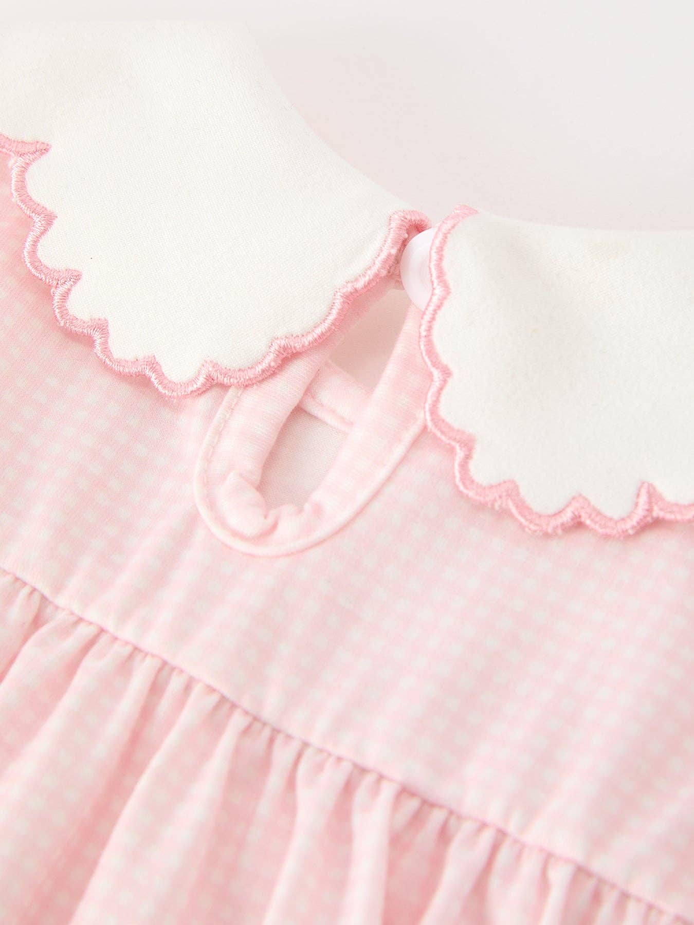 Pink Duck Embroidered Baby Girl Romper Ruffle Collar