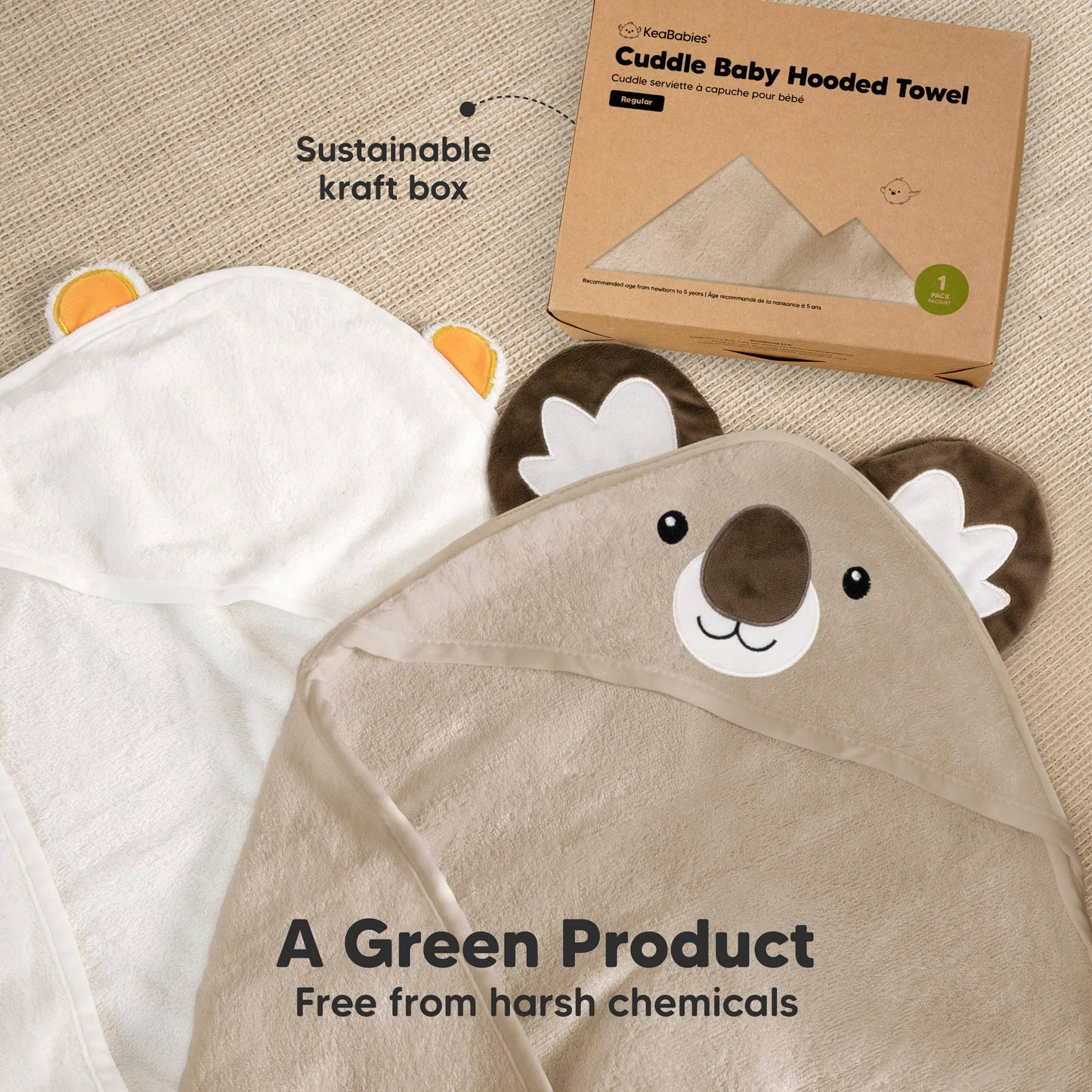 KeaBabies Cuddle Baby Hooded Towel: Alpaca