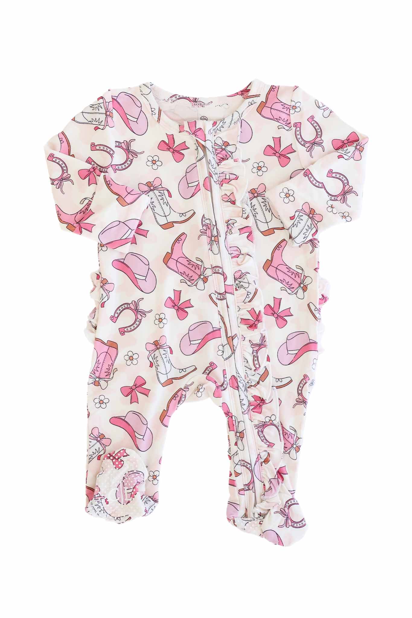 Rodeo Dreams Ruffle Zipper Footie