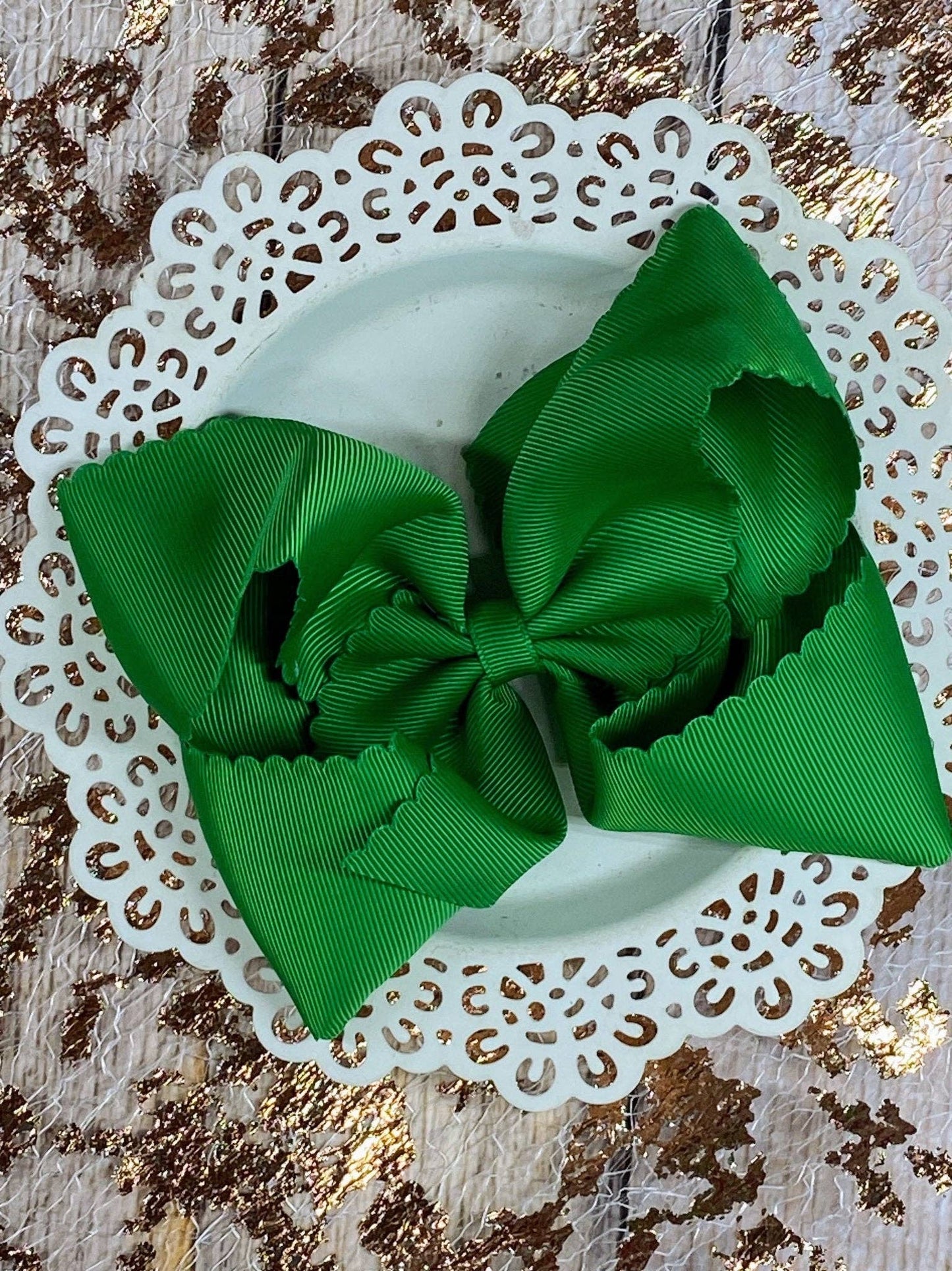 5.5" Oversize Scalloped Hair Bow | Clip or Headband: Orange / Clip